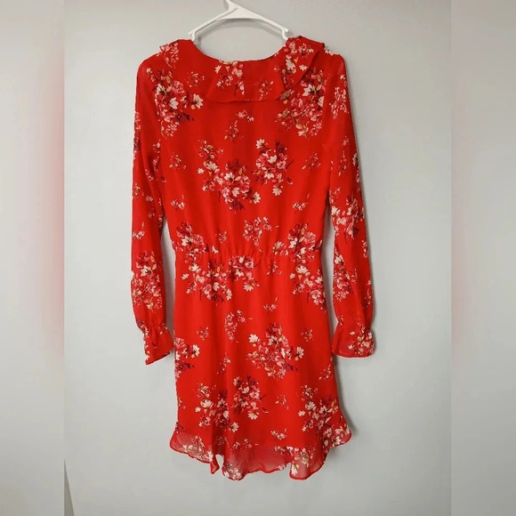 DIVIDED Floral Ruffle Midi Dress Womens Size 10 Flirty Faux Wrap - Picture 2 of 11